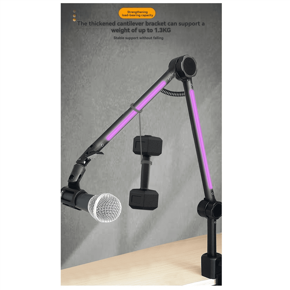 RGB Microphone Arm Stand,Mic Arm with RGB Light,Rotatable Suspension Boom Scissor Stand for Gaming Streaming A