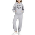 thumbnail image 2 of ATOGUTA Matching Girls Outfits Tracksuit Drop Shoulder Hoodie Sweatshirt and Sweatpants Joggers Set with Pockets Size 2T-14, Gray, 2 of 6