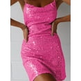 thumbnail image 6 of FEORJGP Women Sexy Slip Mini Dress Spaghetti Straps Shiny Dress Backless Sparkle Sequins Party Dress Slim Summer Cocktail Sleeveless Dress for Club Party, 6 of 6