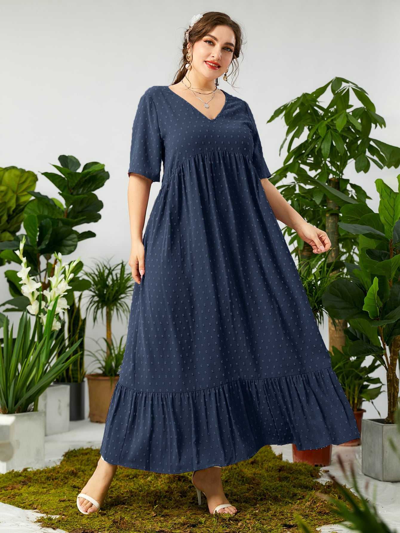 Ruffle Hem Smock Dress 2022 4XL 