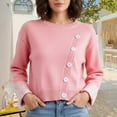 thumbnail image 2 of Fgnfyis Womens Sweaters Asymmetrical Button Pullover Ribbed Knit Soft Comfortable Casual for Fall Winter Fashion Pink, 2 of 4