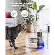 FURCLAN Cat Water Fountain, Glass, 108oz/3.2L, Cordless Battery Operated, Motion Sensor, for Cats and Dogs