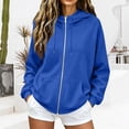 thumbnail image 2 of Zip Up Hoodie Women 2026 Y2K Casual Long Sleeve Oversized Hooded Sweatshirts Fall Winter Comfy Jackets with Pockets Royal Blue S, 2 of 5