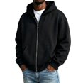 thumbnail image 3 of IWRICH Men's Reversible Zip up Hoodie Oversized Jacket with Pockets Full Zip Hooded Sweatshirt Streetwear Loose Fit Long Sleeve Jackets Black XXL, 3 of 4