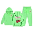 thumbnail image 2 of CAIXIA Girls Clothes 2 Piece Sweatsuit Set Girls Cozy Long Sleeve Hooded Sweatshirt and Pants Set Warm Casual Kids Outfit,Green, 2 of 7