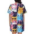 thumbnail image 6 of Haiem Colorful Cats Pattern Art Pattern Pajama Set for Women 2 Piece Lounge Set Short Sleeve Tops and Shorts Soft Sleepwear-Small, 6 of 7
