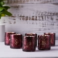 thumbnail image 2 of Balsa Circle 6 Pieces 3" Burgundy Metallic Leaves Design Mercury Glass Votive Candle Holders, 2 of 8