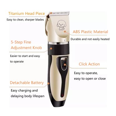 Heapets 2-Speed Dog Clippers - Rechargeable Pet Grooming Kit With 6 Guard Combs