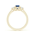 thumbnail image 2 of ANGARA Natural Classic Round Sapphire and Diamond Three Stone Ring in 14K Yellow Gold for Women (Size-5mm) | September Birthstone, Anniversary, Jewelry Gift for Women | Natural Blue Sapphire Ring, 2 of 9