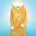 thumbnail image 3 of ZUKMRJPC Women's Hooded Sweatshirt Casual Long Sleeve Cute Heart Solid Color Long Pullover Winter Soft Warm Fleece Lined Tops, 3 of 5