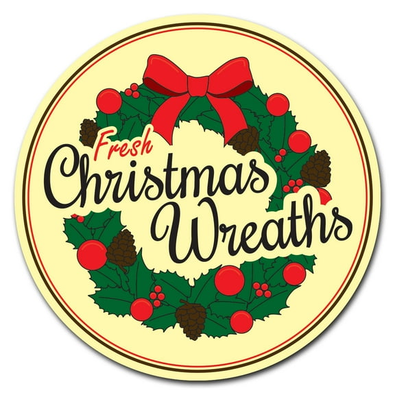 SignMission Circular Rigid Plastic Sign 12" Tall - Christmas Wreaths | Plastic Sign |  Made in the USA