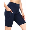 thumbnail image 5 of NELEUS Womens 4 Pack Workout Shorts 10" for Yoga Biker High Waist Compression Tummy Control with Pockets,2 Black+Gray+Navy Blue,US Size L, 5 of 12
