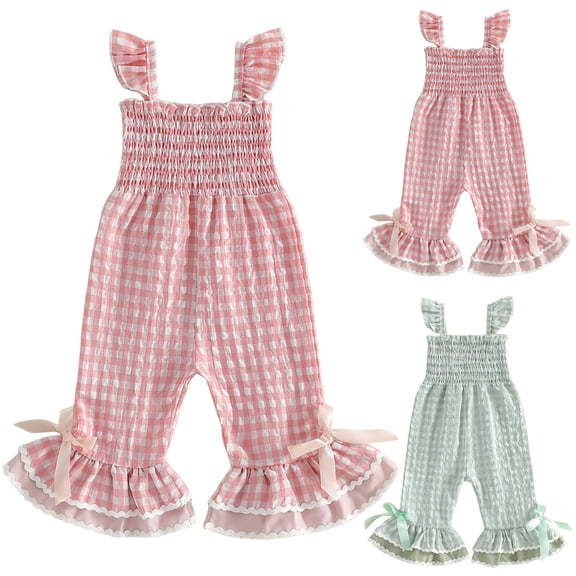 Baby Girl Rompers 6-9 Months Toddler Baby Girl Summer Jumpsuit Sleeveless Floral Print Romper Overalls 6M 12M 18M 24M 3T 4T Kids Wide Leg Pants Summer Clothes