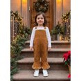 thumbnail image 5 of Cjfdfy Toddler Baby Girls Christmas Overalls Outfit Merry Christmas Embroidery Sleeveless Bell Bottom Romper Kids Cute My First Christmas Fall Winter Outfit  6M-4Y, 5 of 9