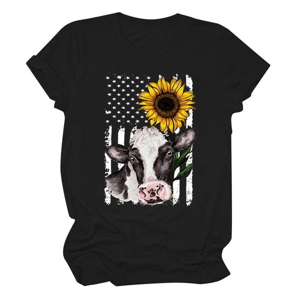 Tops de Mujer Camisas Casuales Blusas Moda Impreso Cuello Redondo Manga Corta Suelto Odeerbi ODB152859