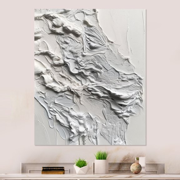 DESIGN ART Designart "White And Tranquility Unleashed" Abstract Marble Wall Decor 16 in. wide x 32 in. high