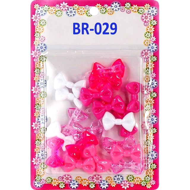 Pasadores para el pelo con lazo de plástico con bisagras automáticas para niñas Tara - rosa y blanco - 20 piezas. por Tara