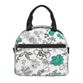 thumbnail image 2 of LNWH White Abstract Flower Pattern Lunch Bag, Reusable High Capacity Lunch Box, 2 of 8