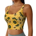 thumbnail image 2 of Xecao Bees and Sunflowers for Sports Bra with Removable Pads, Crop Tank Top Design, Women's Longline Sports Bra - Non-Wired - Small, 2 of 9