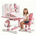thumbnail image 2 of Floseru Kid Functional Desk and Chair Set, Height Adjustable Ergonomic Kids Art Table and Chair with Tiltable Desktop, Storage Drawer, Bookshelf, Hand-Cranked Lift, Desk for Kids Bedroom 6-12, 2 of 10