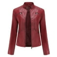 thumbnail image 5 of BZGTZT Leather Jacket For Women Real Leather Jacket Soft Lambskin Button Collar Slim Fit Biker Outerwear Coat, 5 of 5