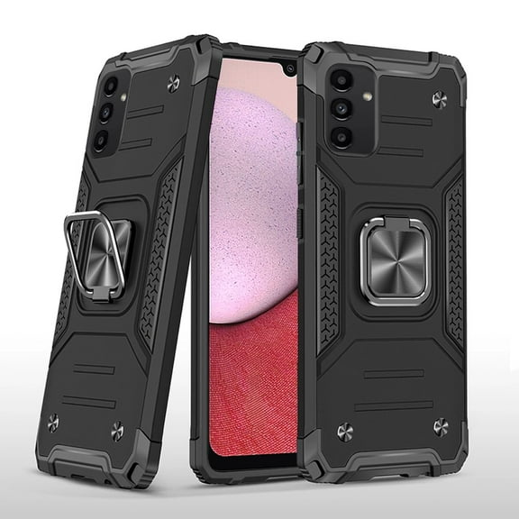 For Samsung Galaxy A14 5G Armor Hybrid with Ring Holder Kickstand Shockproof Heavy-Duty Durable Rugged Dual Layer Cover ,Xpm Phone Case [ Black ]