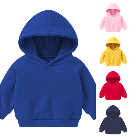 WERYOUNG Toddler Boys Girls Hoodies Solid Color Casual Long Sleeve Hooded Sweatshirt Pullover Hoodie For Girls Boys Versatile Top 18-24 Months