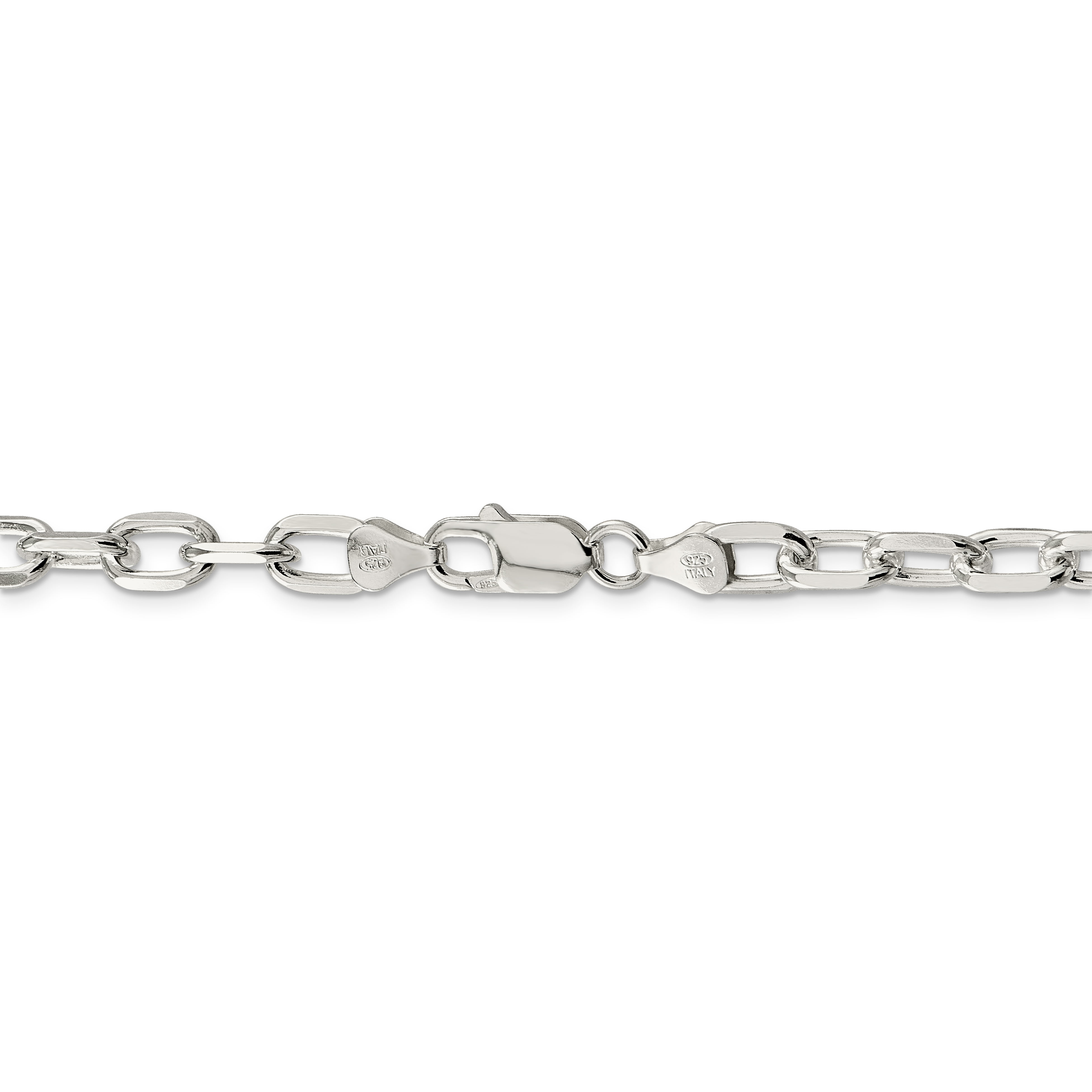 Chains .925 Sterling Silver 6.50MM Fancy Diamond-Cut Open Cable Link Necklace