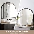 thumbnail image 4 of MAYEERTY 30×28in Modern Arched Aluminum Alloy Black Framed Hanging Mirror, Wall-Mounted for Vanity & Sink, 4 of 9