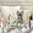 thumbnail image 5 of Pillow Covers 18x18, Short Lint Easter Decorations Bunny Throw Pillow Covers, Flower Cushion Cover for Spring Decor Bedroom Couch, White, 5 of 6