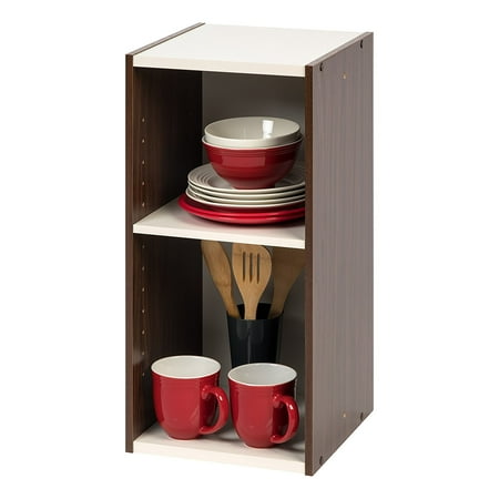 

IRIS USA 2-Tier Small Space Living Shelving Walnut Brown