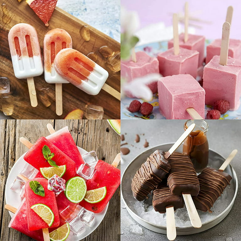 BetterZ 100Pcs Ice Cream Sticks Food Grade Solid Construction Wood Wooden  Popsicle Sticks DIY Crafts Accessories for Home Multicolor