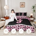 thumbnail image 3 of Manfei Leopard Print Letter J Bow Queen Comforter Set, Rhinestone Bedding Comforter Set for Girls Women, Black Reversible, 3pcs, 3 of 6