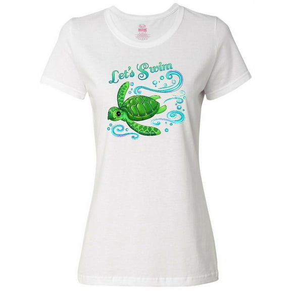 Inktastic Lets Swim- Cute Sea Turtle Women's T-Shirt