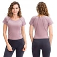 thumbnail image 2 of Ladies' Fitness Short-Sleeved Round Collar Tight-Fitting Speed Sports T-shirt Army Running High Waist Yoga Shirt, 2 of 6