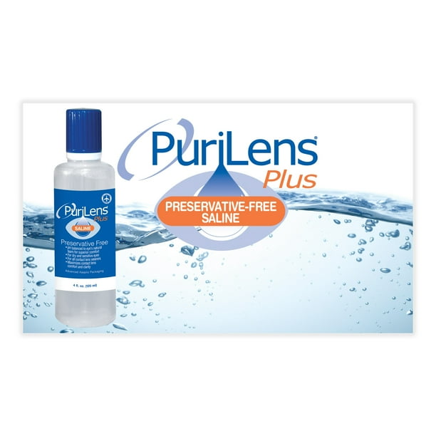 Purilens Plus Preservative Free Contact Lens Saline. 4 oz. (12 Pack