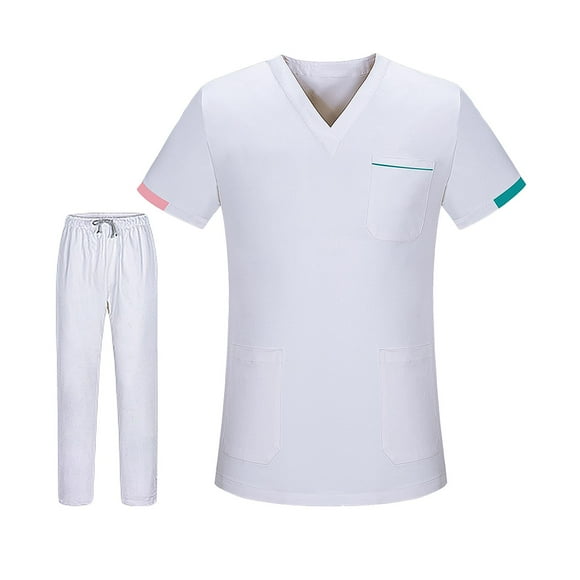 Conjunto de ropa quirúrgica para hombres y mujeres, ropa de trabajo de esteticista, camiseta y pantalones quirúrgicos de manga corta lavables a máquin