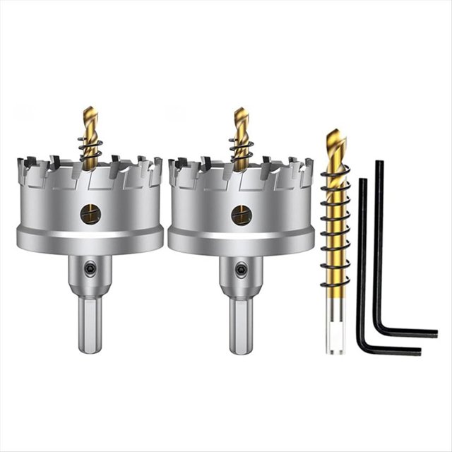 Juego de Perforadora para Metal Duro, Cortador de Perforadora con Punta de Carburo de Tungsteno de 2-3/8 Pulgadas con Broca Piloto Chapada en Titanio