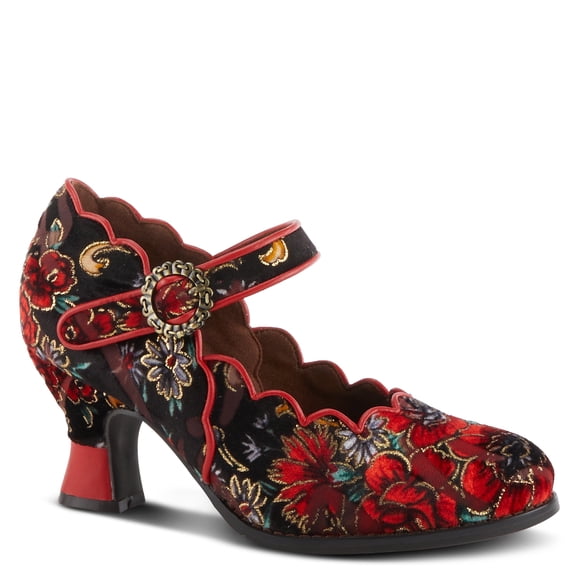 L`Artiste Adodora Women's Mary Jane Pump with Elegant Floral Tapestry Design