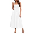 thumbnail image 3 of Admvng Dress for Women Spaghetti Straps Solid Casual Sleeveless Pockets Square Neck Dress, 3 of 5