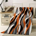 thumbnail image 3 of Fleece Blanket Abstract Orange Twisted Lines Blankets, Soft Cozy Warm Flannel Throw Blanket, Classic Geometric Art Blanket for Bed Couch Sofa,40x60In, 3 of 9