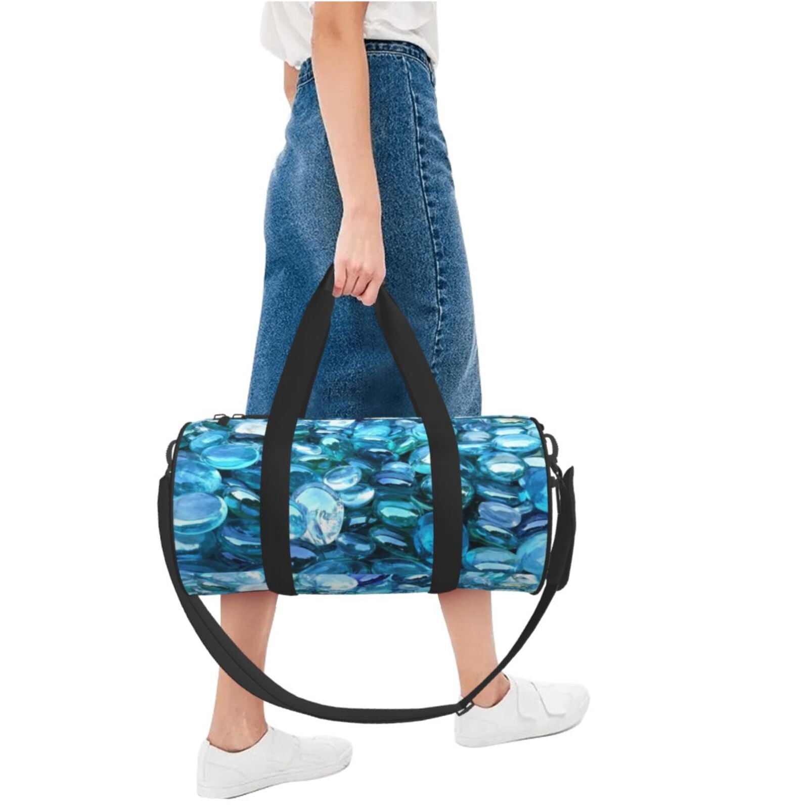 Vsdgher Blue Kyanite 45L Foldable Duffel Bag, Sports Gym Bag,Overnight Bag, Portable Weekender Bag for Airplanes