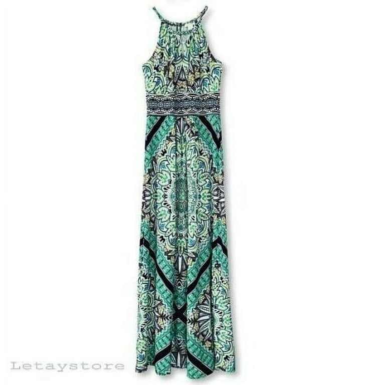 NWT $289 Sky brand heart pattern metal embellished Halter maxi