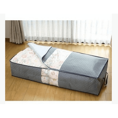 Gray Storage Bins Jeteven Under-bed Portable Under The Bed Storage Bag Simplify Box Organizer Gray with Clear Plastic Zippered Cover For Clothes Blankets Shoes Duvet Pillow Item ()