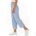 thumbnail image 5 of Ruimatai Women's Casual Striped Capri Pants Elastic Waist Button Zipper Pockets Cropped Trousers Summer Casual Outfits, 5 of 5