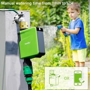 RainPoint Smart Wi-Fi Water Timer, Automatic Irrigation System with APP Remote Control, Sprinkler Hose Timer for Outdoor Garden, Brass Inlet Watering Controller, HTV107