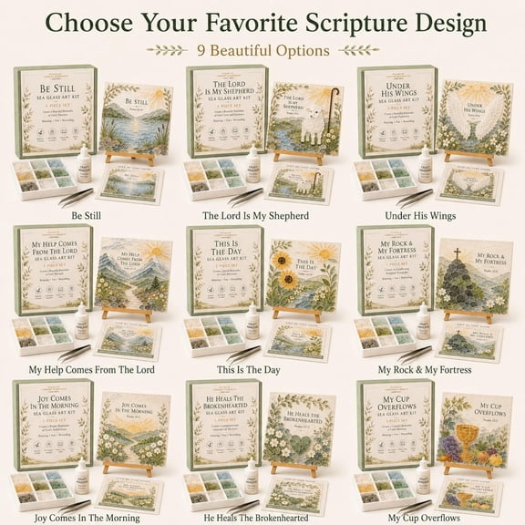 Psalms of Comfort & Strength Sea Glass Art Kit, DIY Wall Decor, Be Still Sea Glass Art Kit, Christian DIY Craft Kit with Inspirational Bible Verse Design, Faith Home Decor Wall Art