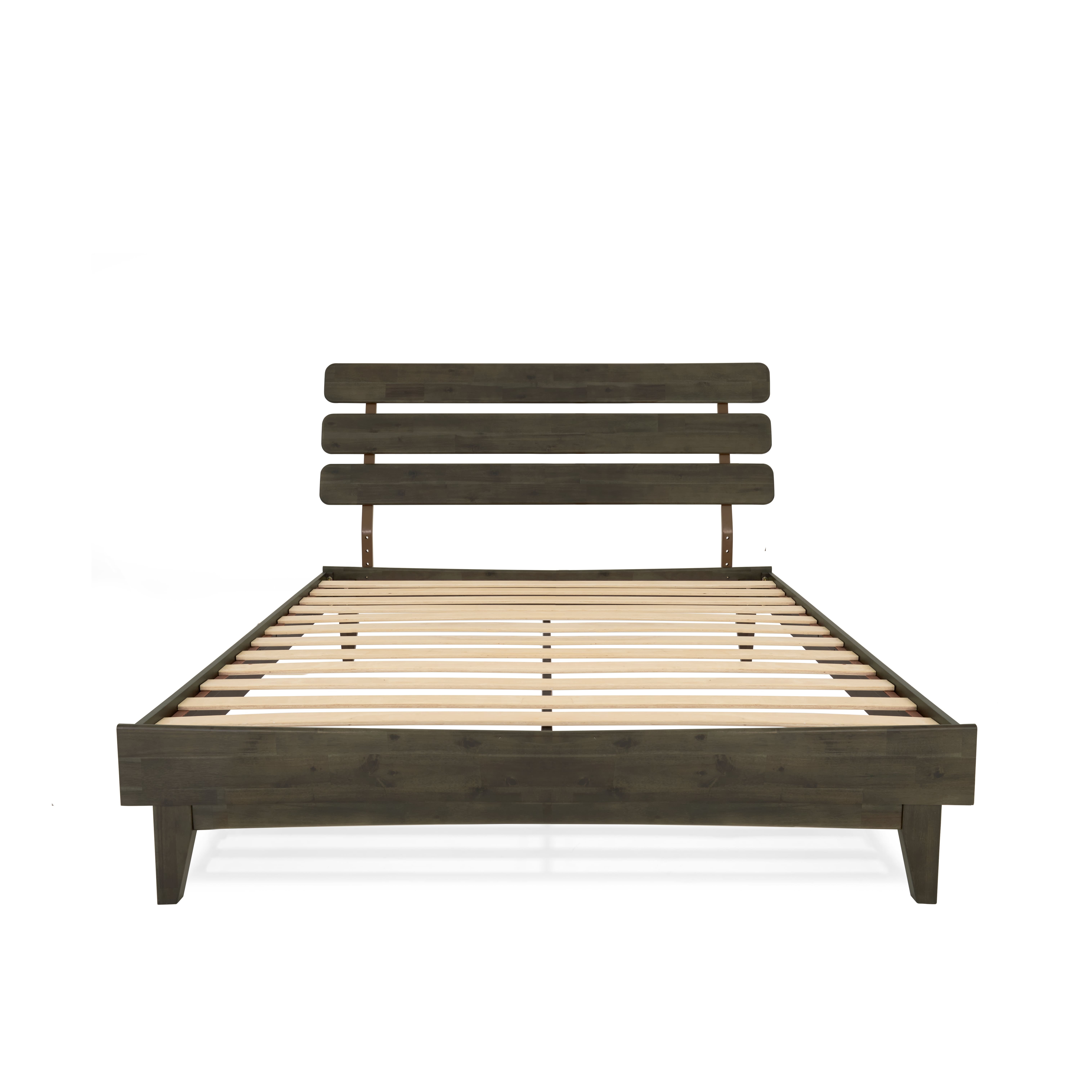 Dalen 45" Bed Frame Queen, Adjustable Headboard, Mid-Century, Solid Wood, Mocha