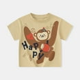 thumbnail image 2 of shoper Toddler Boy Shirts Back to School Shirts Cartoon Print Short Sleeve Fashion Casual Pullover Tops Shirts for Teen Kids Khaki 100, 2 of 5