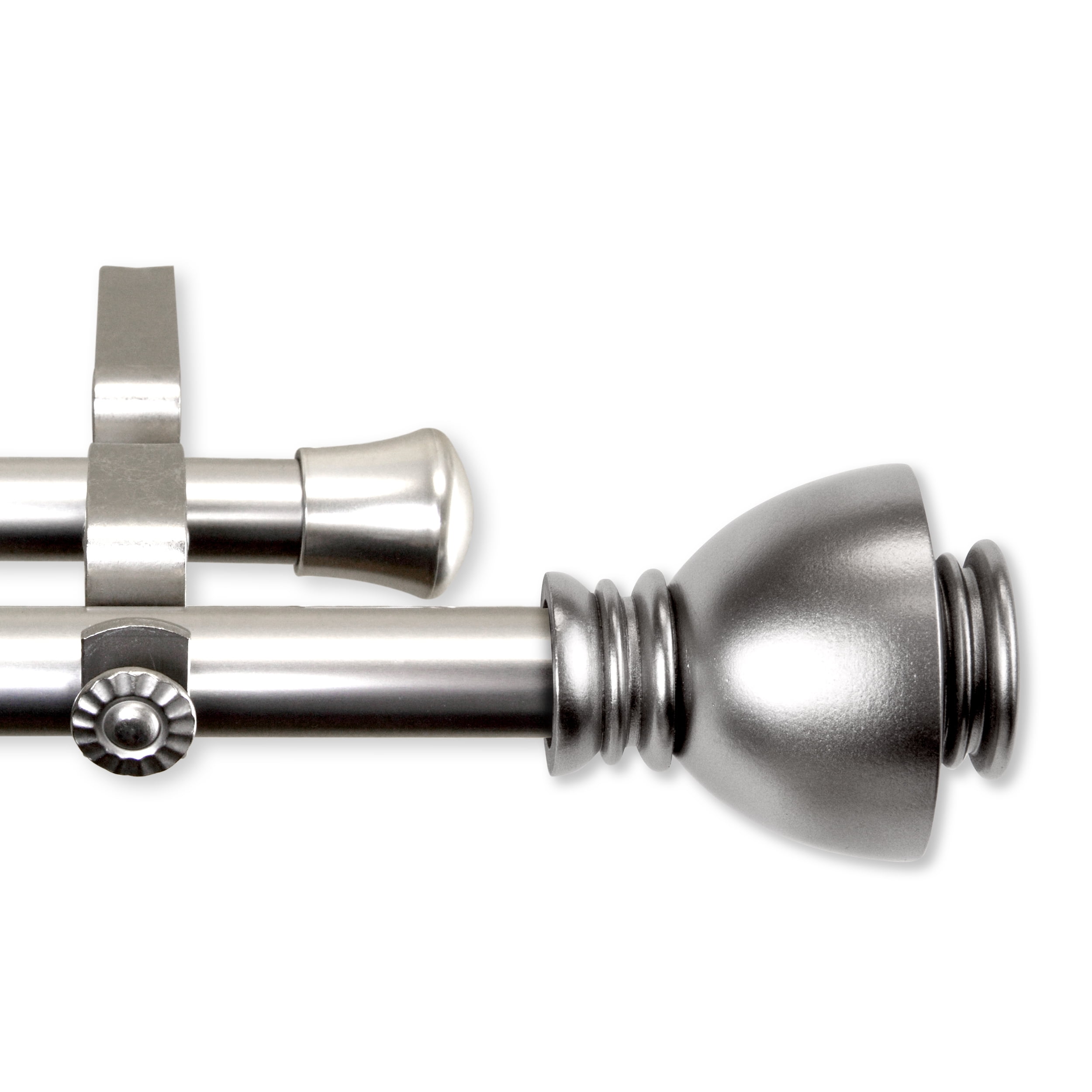 Central Design 4786-665 0.8125 in. Kingsly Double Curtain Rod with 66 to 120 in. Extension, Satin Nickel